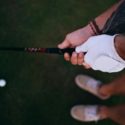A golfer holding a golf club